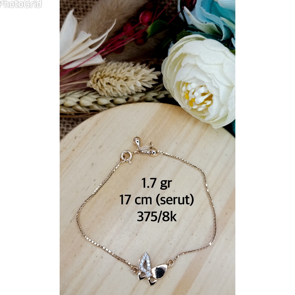 Gelang rantai italy model kupu kupu mata ac ( Serut ) Sm4 2335 - 1.7 Kuning 375/8K
