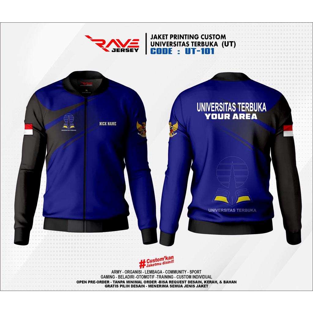 JAKET ALMAMATER JAKET UNIVERSITAS TERBUKA PRINTING CUSTOM JAKET UT JAKET UNIVERSITAS JAKET MAHASISWA
