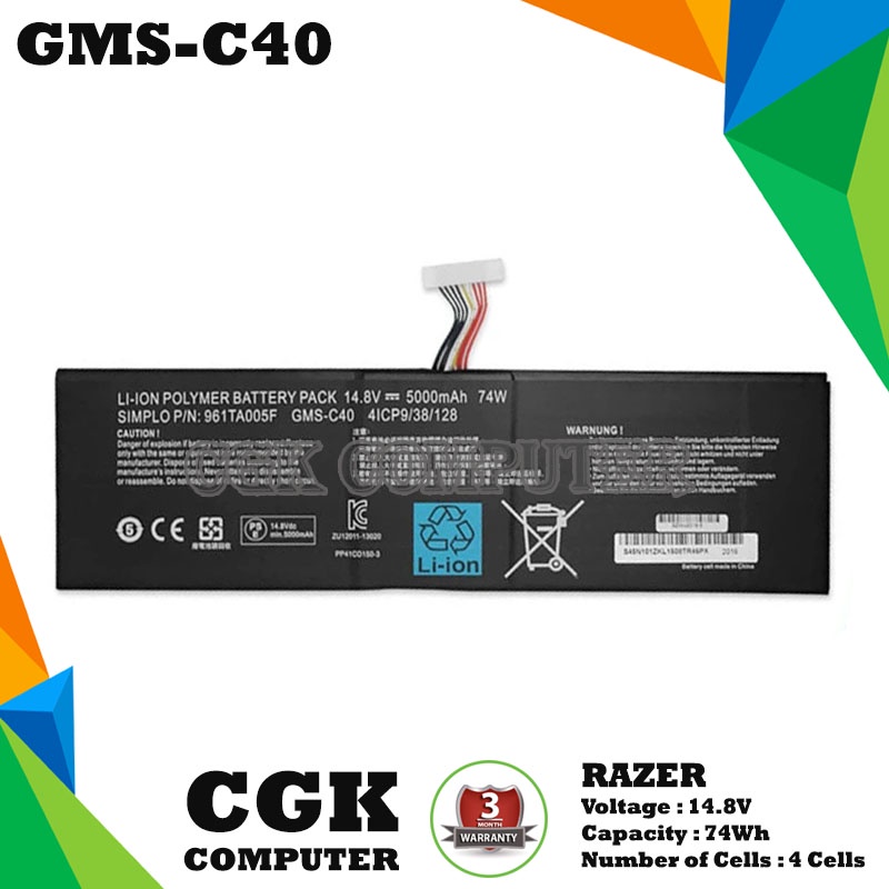 Baterai Laptop for Razer BLADE PRO 17 INCH (2013,2014,2015) series Original GMS-C40