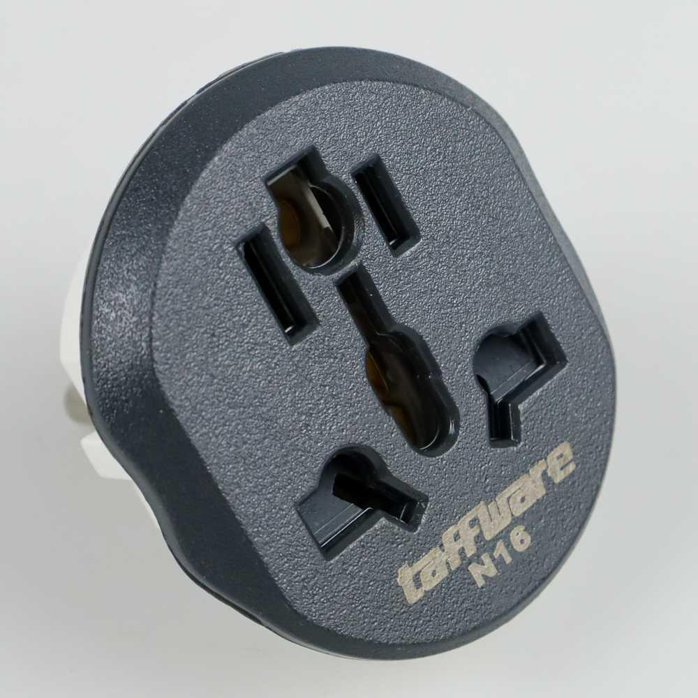 Taffware Loop Universal Travel Adapter AU US UK to EU Plug 16A - N16 - Black