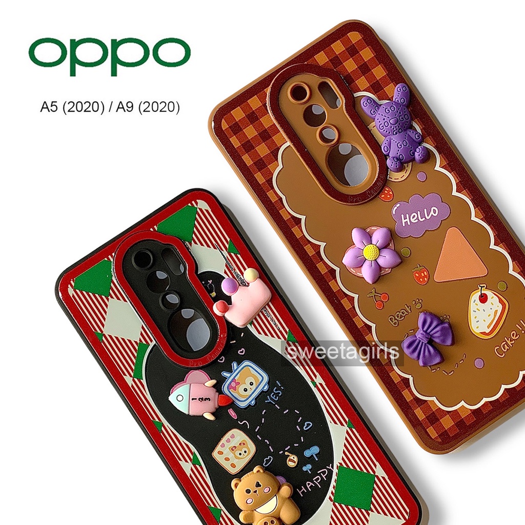 Softcase Silikon dengan boneka Timbul 3D untuk Oppo A5 (2020) - A9 (2020) ( Sama ) - Sweetacase.id - Casing Lucu - Kesing Cewek - Casing Lembut - Aksesoris Boneka Timbul - Case Bening - Lucu - Gemoy