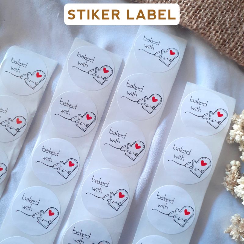 

Sticker Label Baked With Love [BL-01] /Stiker (1 pcs) Segel Label Kartu Ucapan Terimakasih Baking Hampers