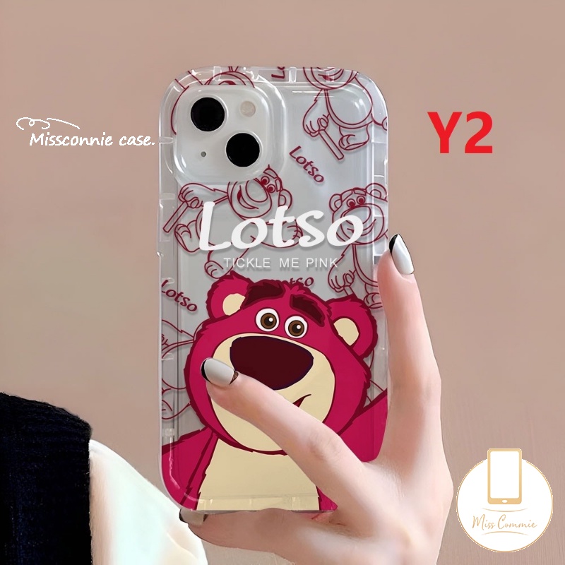 IPHONE Kartun Airbag Shockproof Phone Case Kompatibel Untuk Iphone7 8 6S 6 Plus XR 11 13 14 12 Pro MAX X XS MAX Cute Strawberry Bear Manyo Jatuh Lembut Tpu Cover