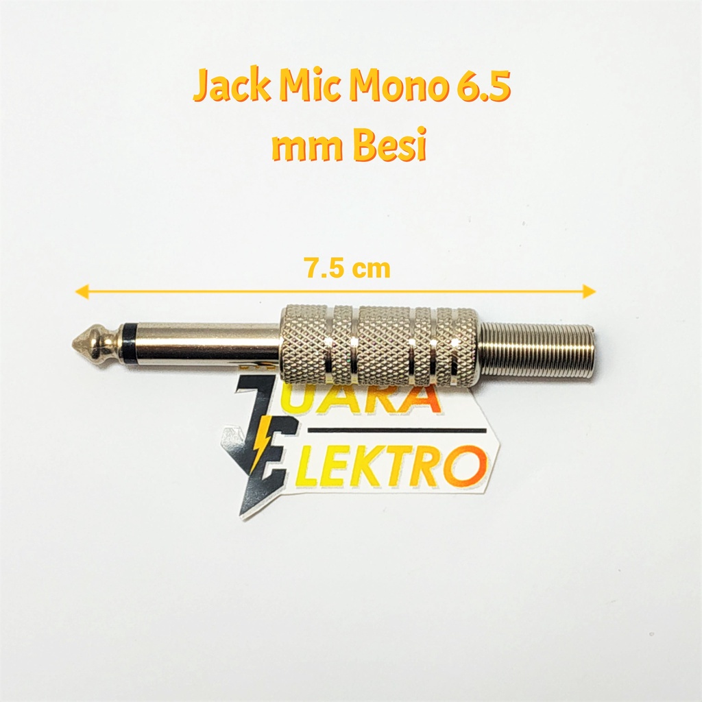 Jack Akai MONO Besi Silver Logam | Jack Mic Mono 6.5 mm Besi Silver