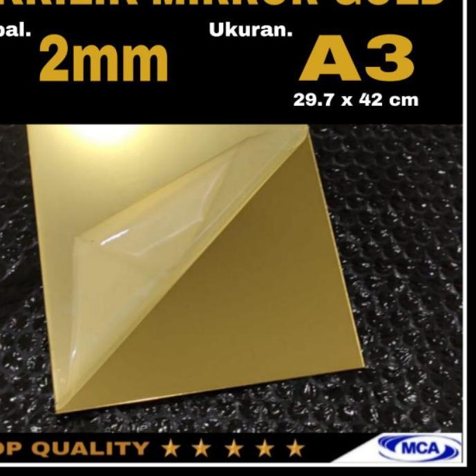 ✭ AKRILIK LEMBARAN GOLD MIRROR A3 / Acrylic Mirror Gold / Laser cutting ❅