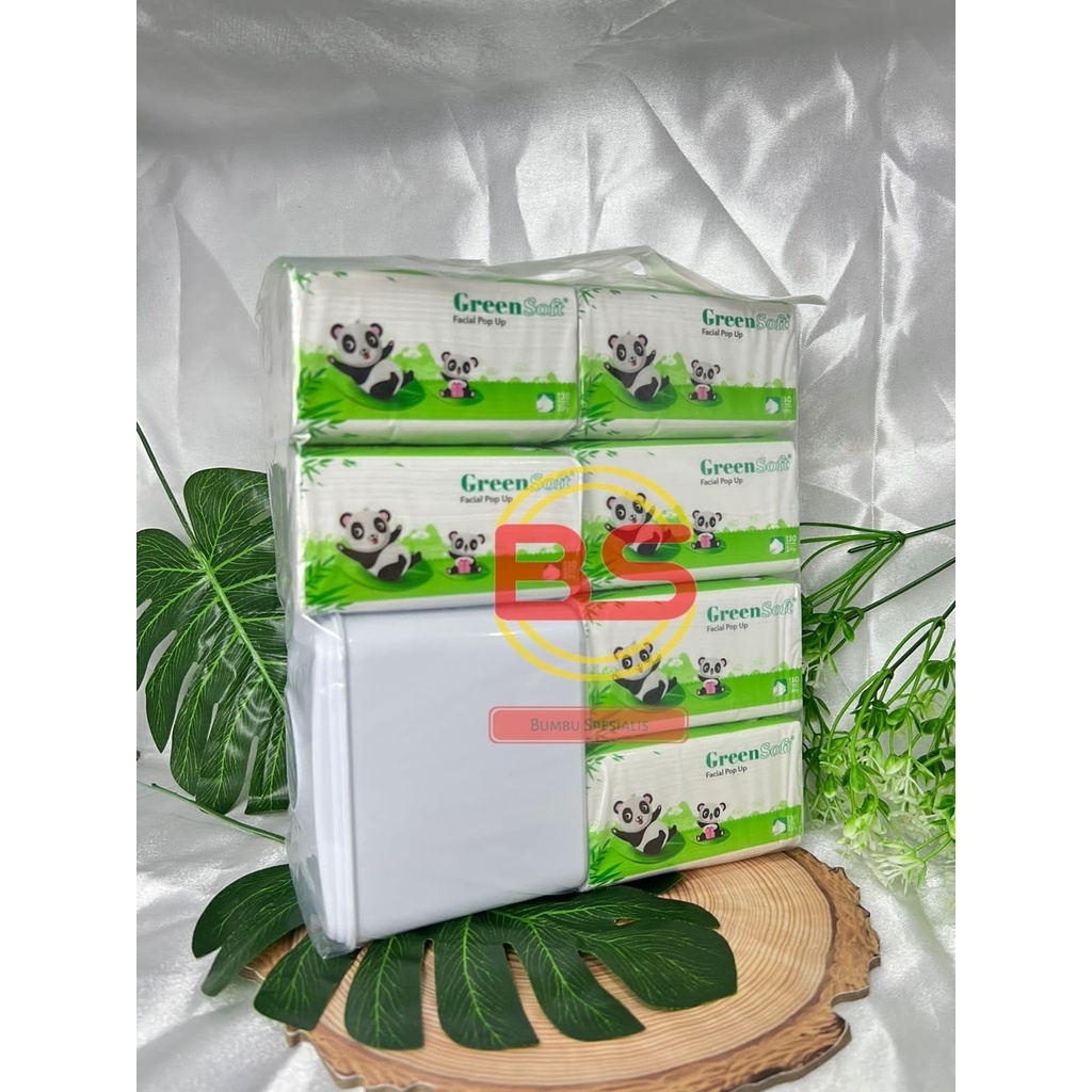 Tissue Green Soft Facial Pop Up 130 Lembar (2ply) + FREE KOTAK TISSUE