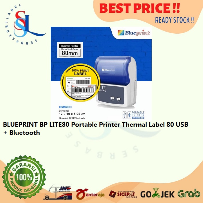 BLUEPRINT BP LITE80 Portable Printer Thermal Label 80 USB + Bluetooth