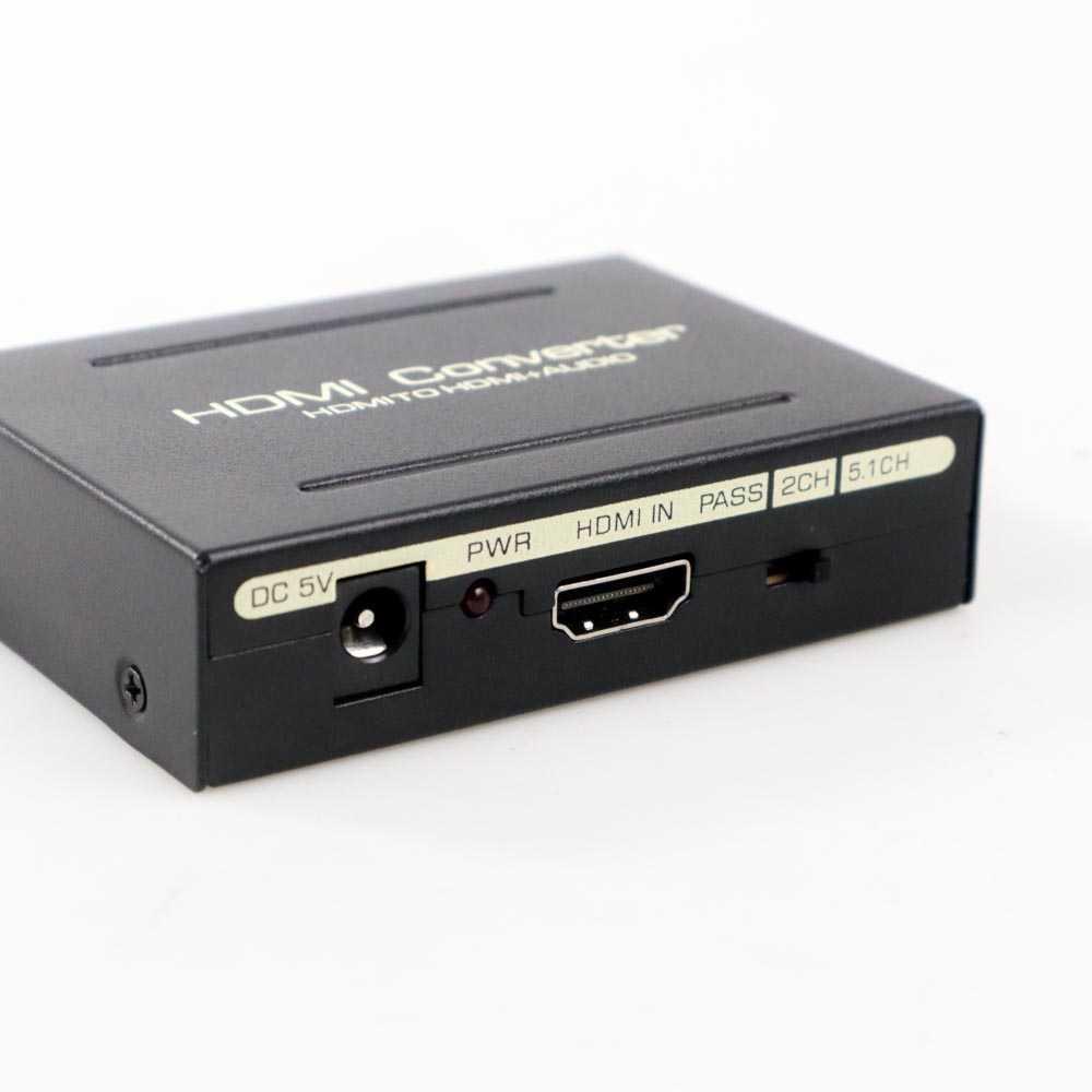 Audio Splitter HDMI to HDMI + Optical SPDIF + RCA Extractor Converter - AY60 - Black