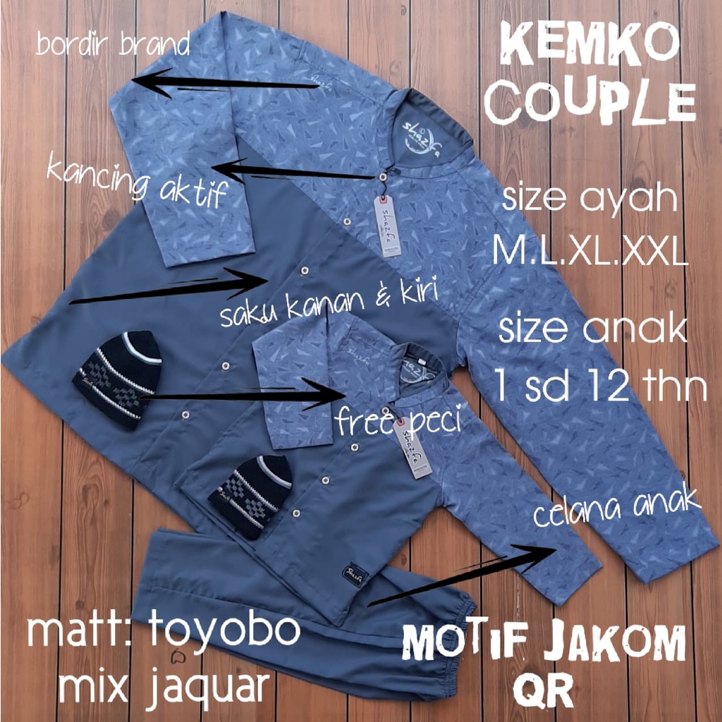 KEMKO SHAZFA LENGAN PANJANG JAKOM KOKO COUPLE AYAH ANAK 1-12 TH DAD BOY KIDS JAQUARD MIX TOYOBO BAJU MASA KINI BEST MOMENT HARI RAYA NGAJI SERAGAMAN