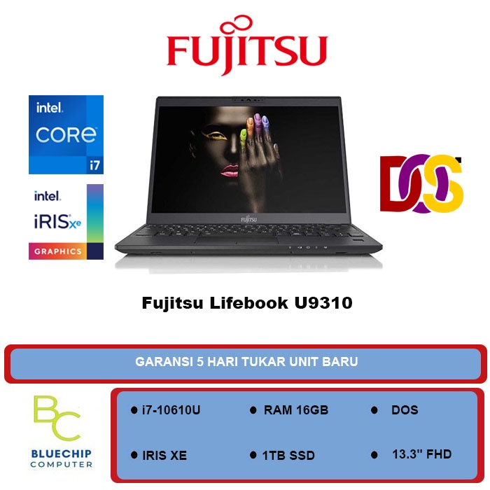 Laptop Fujitsu Lifebook U9310 - i7-10610U 16GB 1TB SSD 13.3" DOS