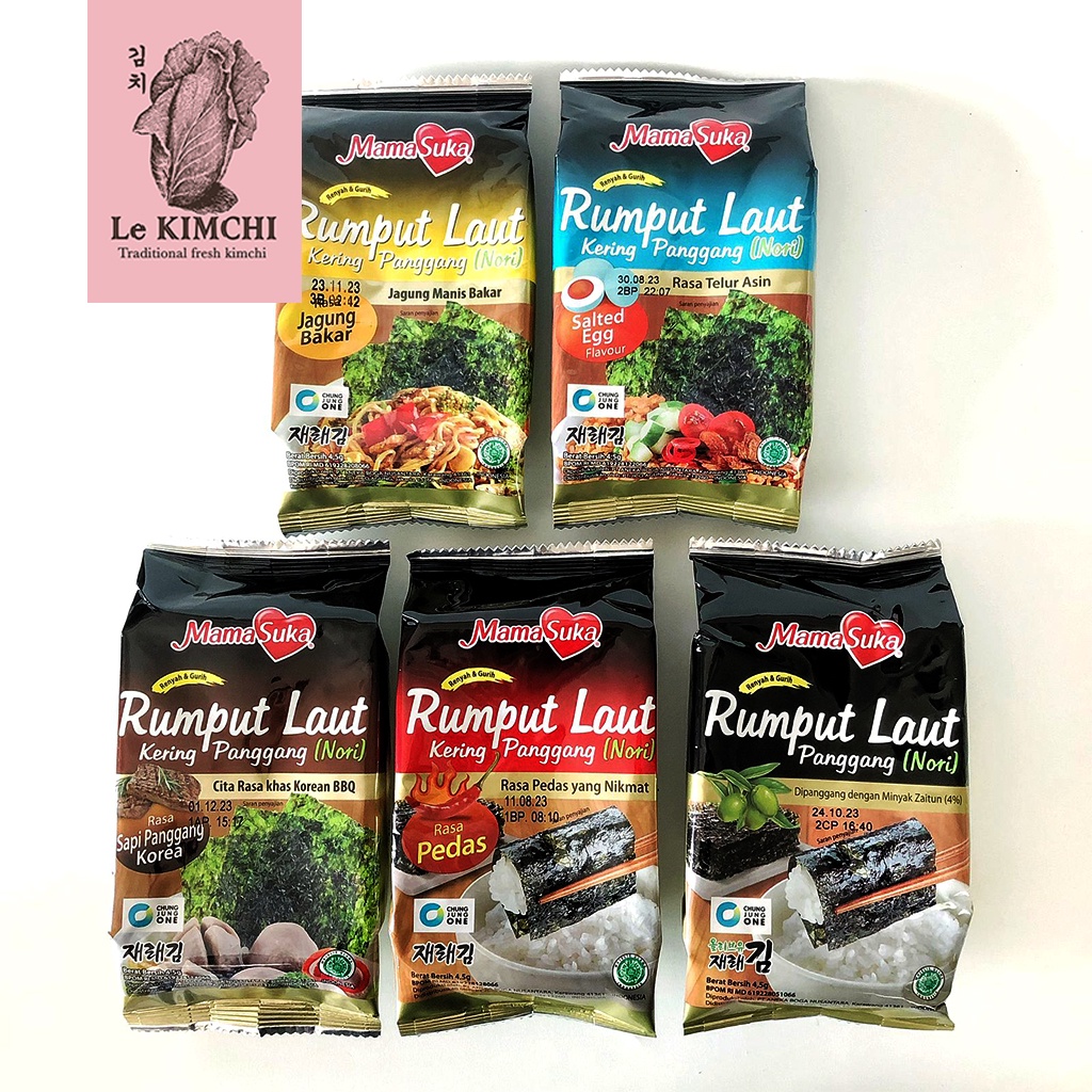 

MamaSuka Snack Rumput Laut Nori All Varian Seaweed 4,5g rumput laut kering sachet