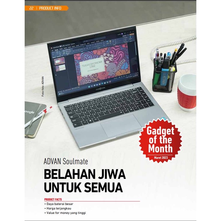 Laptop MURAH Advan Soulmate Celeron  N4020 [ RAM 4GB 128GB eMMC / 256GB / 384GB SSD - 14 Inch HD IPS - Windows 11 ]