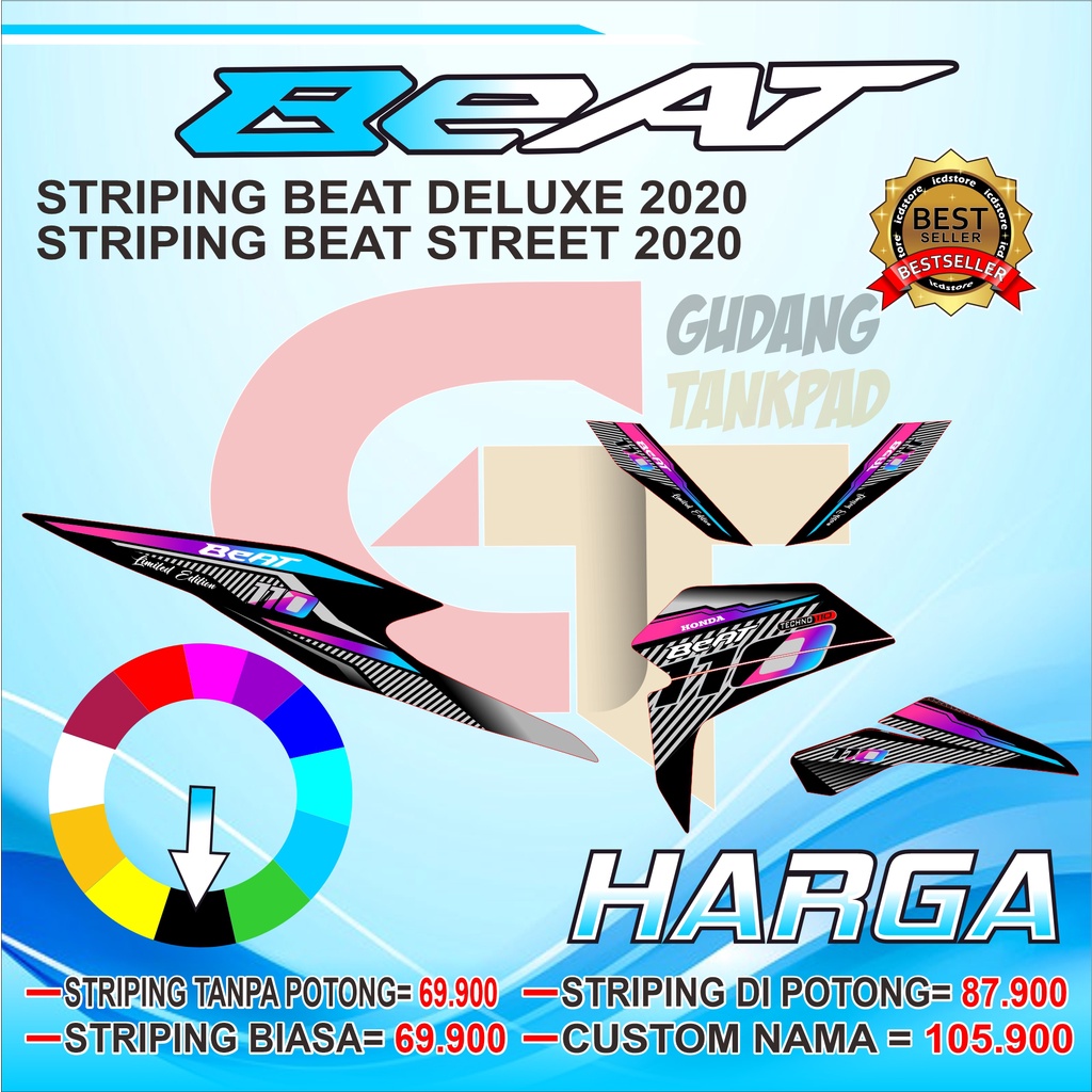 STRIPING BEAT STREET / BEAT DELUXE 2020 / STIKER STRIPING BEAT 2020 VARIASI PELANGI