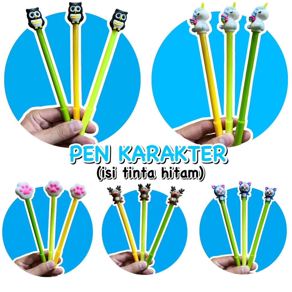 

YEYA - PENA/PEN KARAKTER SILIKON TINTA HITAM INK GEL PUPLEN/BOLPEN ALAT TULIS SEKOLAH KANTOR MURAH IMPORT OWL/KUCING/RUSA/UNICORN/PONY