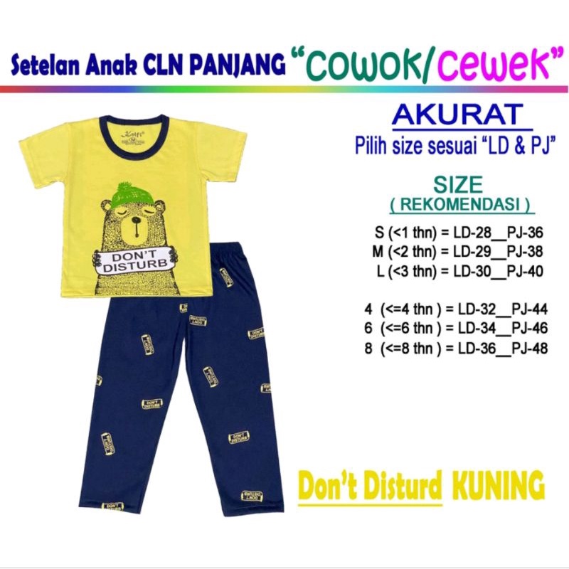 Setelan Baju Anak Lengan Panjang Celana Panjang PP Unisex Laki Laki Baju Anak Cowok Set Anak Perempuan Cewek KELFI PP UNISEX