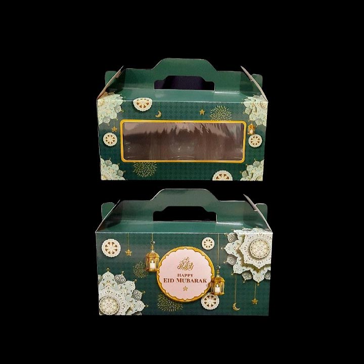 

5 Pcs Box Jinjing isi 3 Toples 800 ml Kardus Kotak Hampers Lebaran Idul Fitri Eid Mubarak Uk 10x28x14 cm