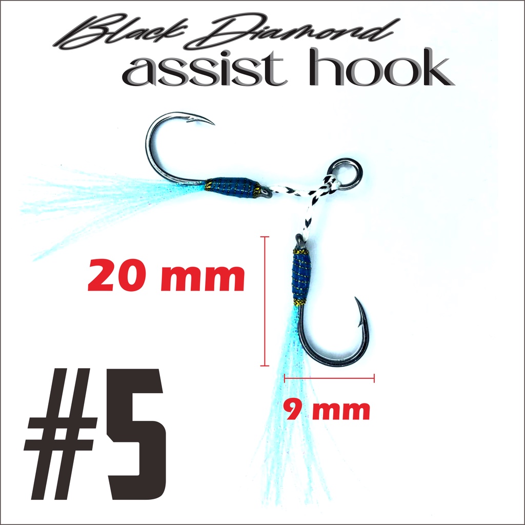 Assist hook double mata kail untuk microjig dan metal jig glow in the dark