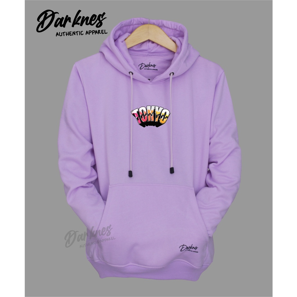 Sweater terbaru DARKNESS korean style pria dan wanita UKURAN M L XL XXL LIST TOKYO WARNA LILAC jaket cewe dan cowo