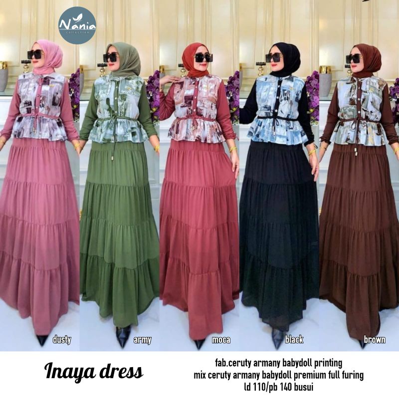 GAMIS MAXY DRESS FAB CERUTY PRINTING MIX CERUTY BABYDOLL // INAYA DRESS ORI NANIA