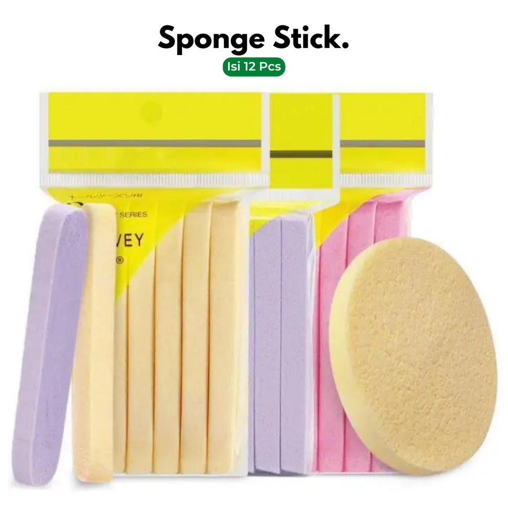 1 LUSIN 12 BIJI - SPONGE FACIAL STICK / SPONS KENTANG FACIAL / SPONS FACIAL PEMBERSIH MUKA