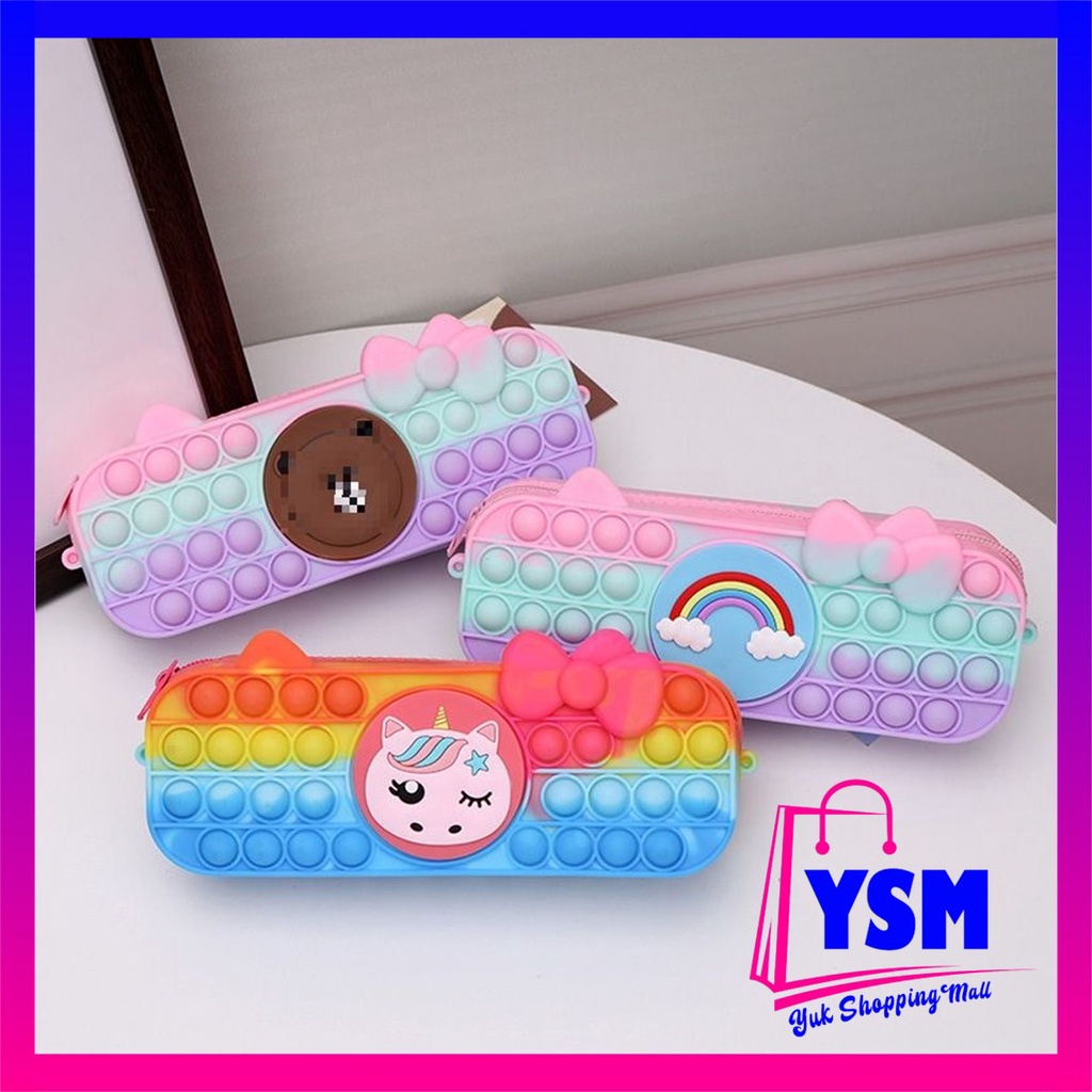 

YSM Kotak Pensil Pop It Rainbow Tempat Pensil Popit Karakter Macaroon Tempat Penyimpanan Alat Tulis Anak Warna Warni