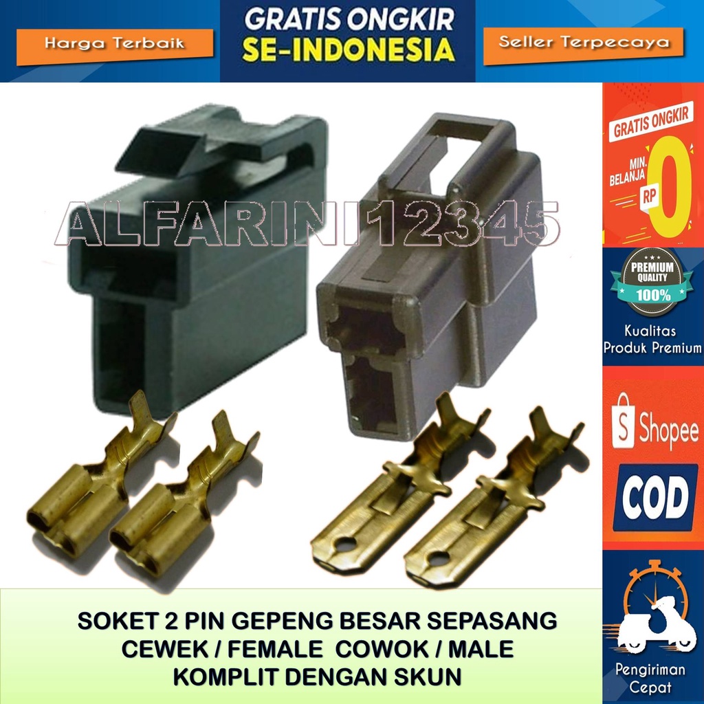 SOKET SOCKET KONEKTOR KABEL 2 PIN SATRIA FU Original Bahan  Nilon warna Hitam - Soket Kabel 2 Pin Be