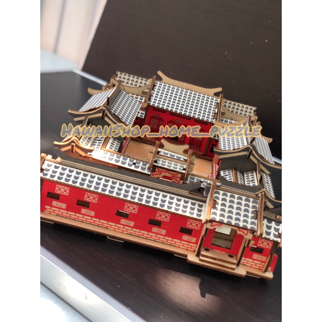 Puzzle 3D DIY Bahan Kayu Model Tempat Wisata Beijing Siheyuan mainan puzzle edukasi anak kado