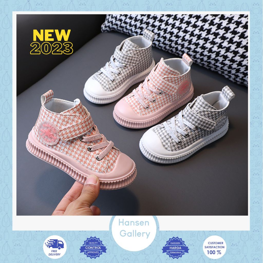 Hansen Gallery Sepatu Fashion One Star Anak laki-laki &amp; Perempuan Sneaker Boot Ala Korea Impor HG 010 Kotak Pink Gray