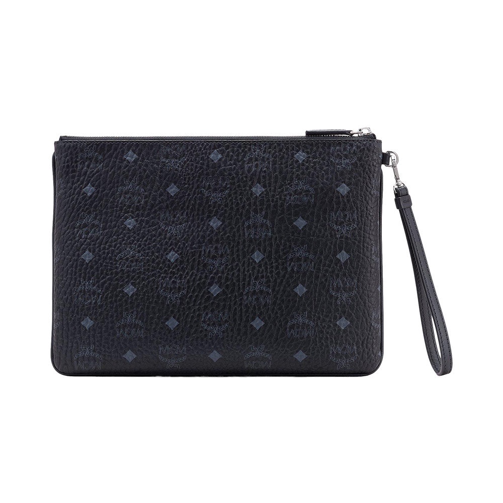 MCM Medium Wristlet Pochette Clutch Visetos Black (29x21x1)