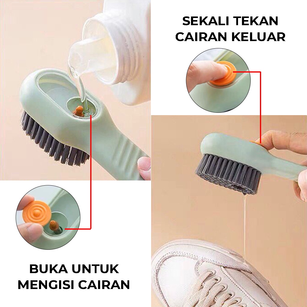 Sikat Dispenser Sabun Cair Multifungsi Untuk Menyikat Sepatu Kebutuhan Lainnya Dengan Tombol Pencet Brush