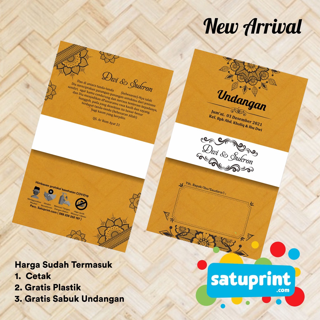 Undangan Pernikahan Kraft Sabuk Simple Elegant - Undangan rustic Kraft Aesthetic - Undangan RUSTIC