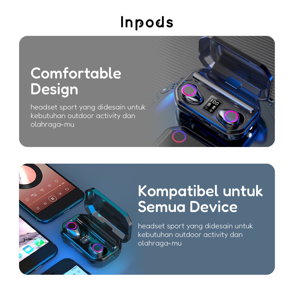 headset bluetooth bluetooth 5.1 tws M12 binaural dengan layar sentuh dan earphone nirkabel baterai