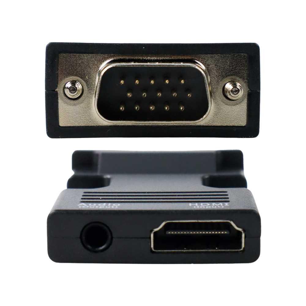 Adaptor Converter HDTV Female to VGA Male 1080P Audio Port - HV1002 - Black