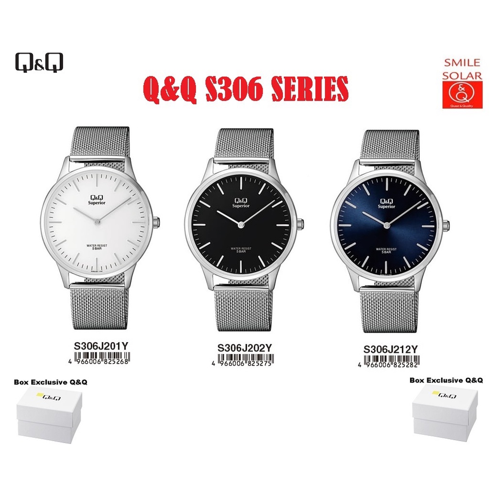 Jam Tangan Unisex Casual Business Rantai Stainless Steel Analog Original Q&amp;Q QnQ QQ S306 S306J Series