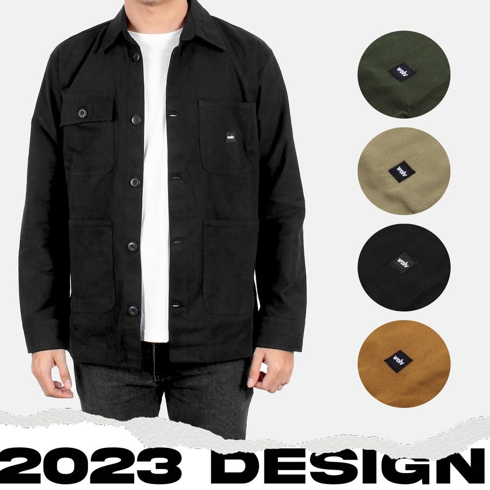 MURAH BANGET "ARTHUR" JAKET KANVAS / SEMI PARKA / JAKET TRUCKER KANVAS - 2 POCKET - black doff
