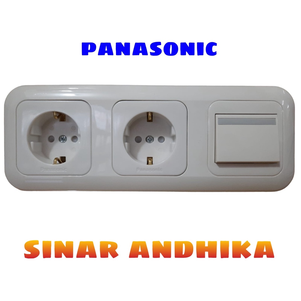 STOP KONTAK DOUBLE (CP) + SAKLAR ENGKEL LEBAR HOTEL PANASONIC WEJ 7823 212142
