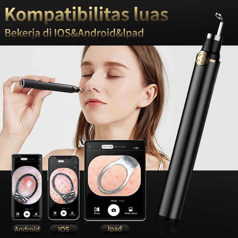 AmazeFan Penghilang Komedo Visual Alat penghilang komed Elektrik pembersih komedo 500W Kamera komedo hidung 20x Zoom&amp;WIFI Visualisasi penghilang komedo Listrik Wajah Blackhead Remover alat komedo Waterproof&amp;Tutup Magnetik Alat Pembersih Wajah