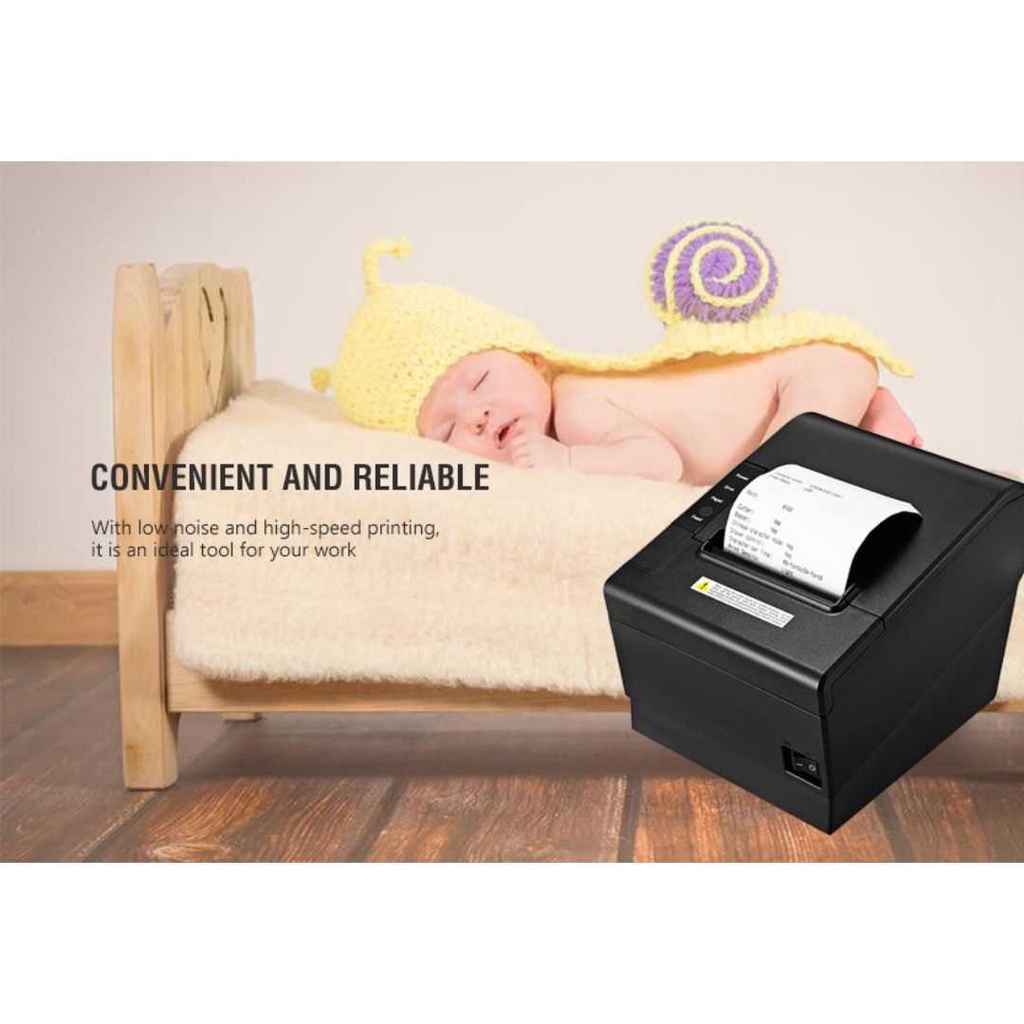 Printer Bluetooth Mini Thermal Printer POS with USB Port 80 mm - JP80H-UB - Black