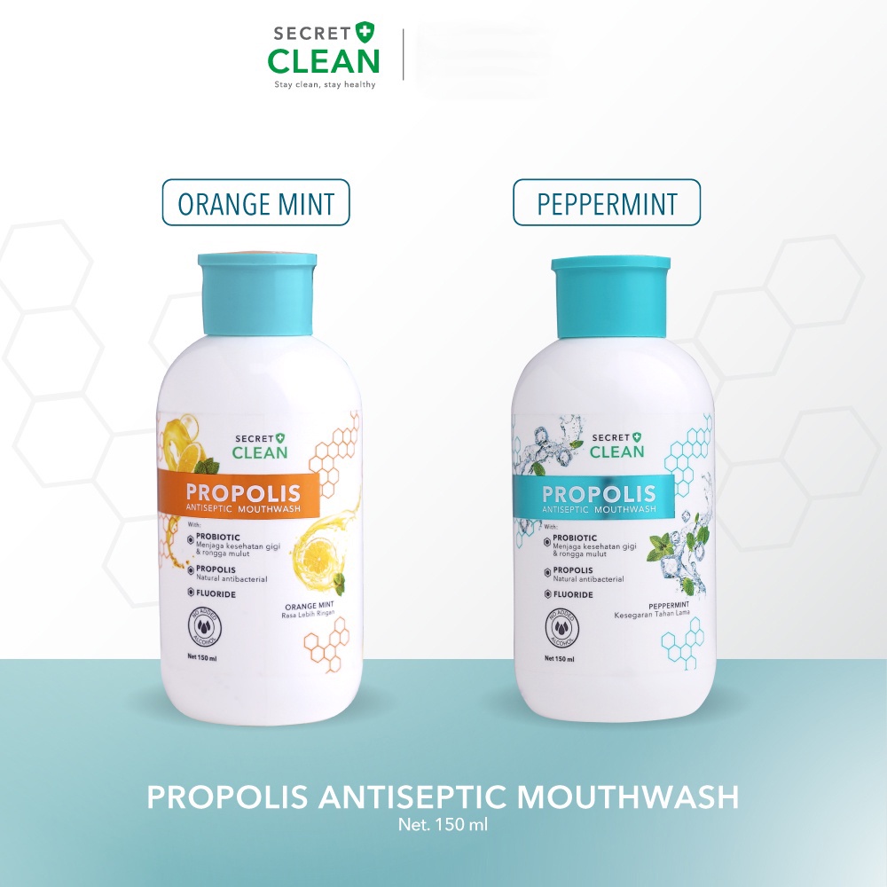 Secret Clean Propolis Antiseptic Mouthwash Obat Kumur Mint  500ml 150ml