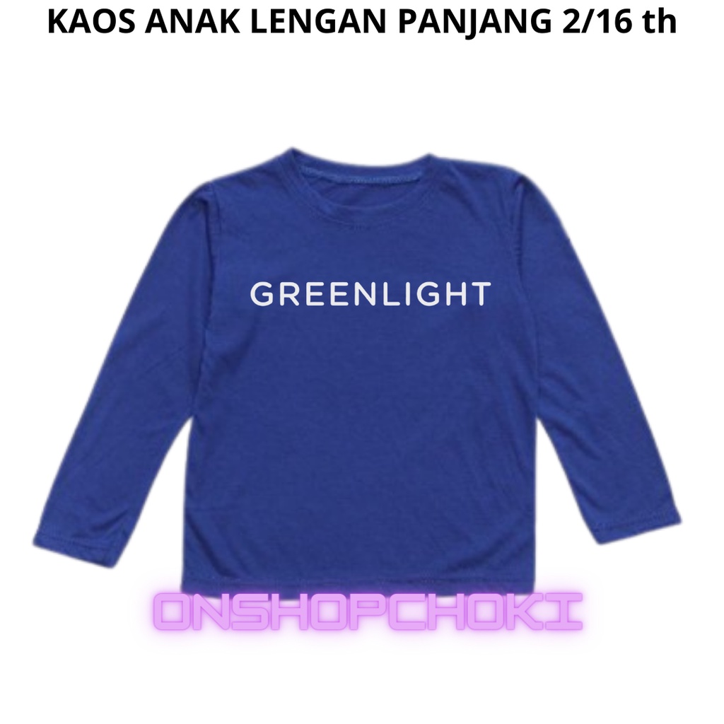 KAOS ANAK LENGAN PANJANG USIA 2/16TH LOGO GREELIT CEWEK/COWOK KAOS OBLONG ANAK