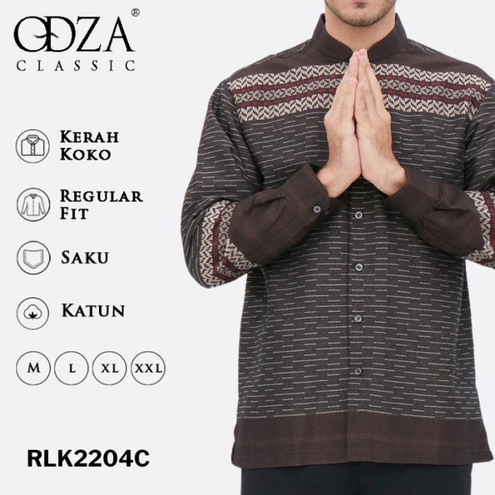 Kemeja Odza Classic Baju Koko Muslim Kemeja Lengan Panjang Pria Songket Kalim - M putih slimfit jumb