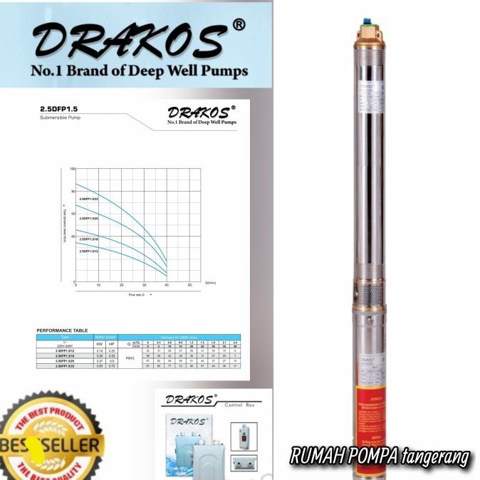 Pompa Satelit Drakos 0.33Hp Casing Pipa 2,5 Inch Submersible Drakos