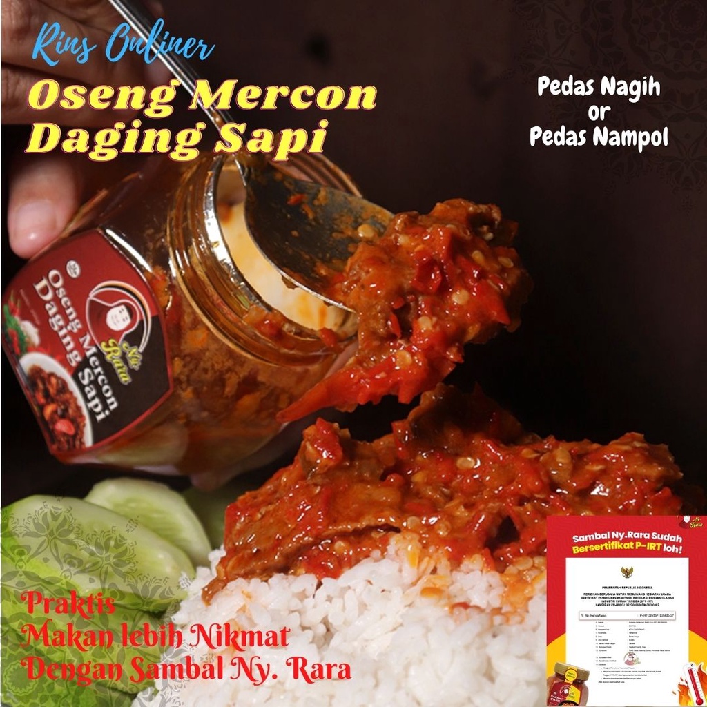 Jual Oseng Mercon Daging Sapi Sambel Pedas Ny Rara Kemasan 120 Gr