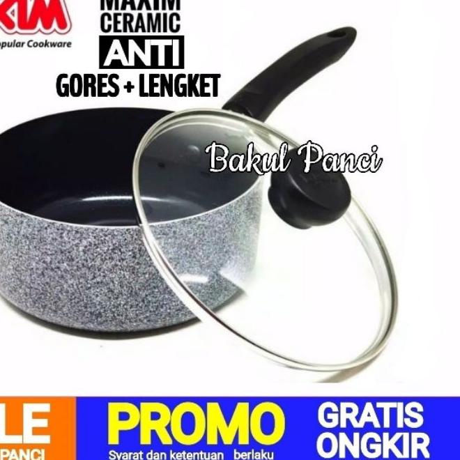 ➺ MAXIM CERAMIC - SAUCE PAN 16 / 18 CM + TUTUP - MAXIM NEOSTONE - PANCI WOK PAN FRYPAN FRY PAN GRANI