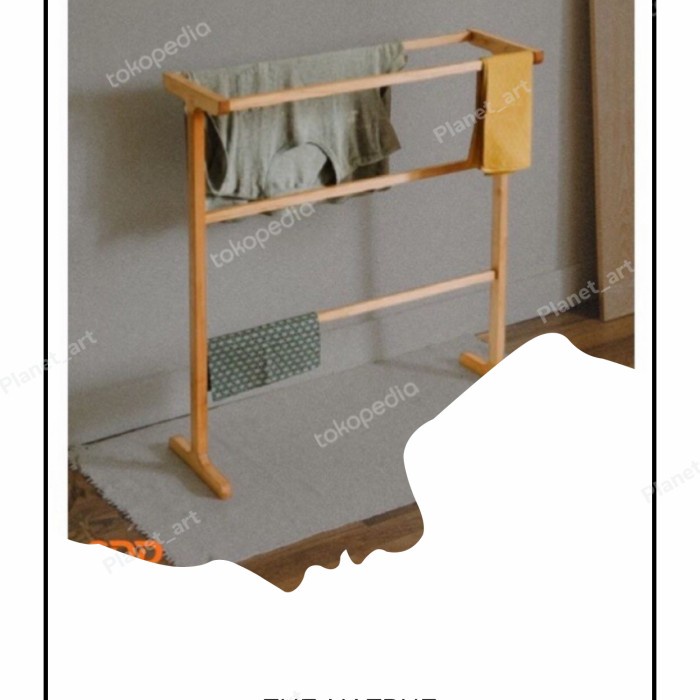 Terlaris Rak Handuk Kayu Minimalis Jemuran Handuk Kayu Aeshtetic