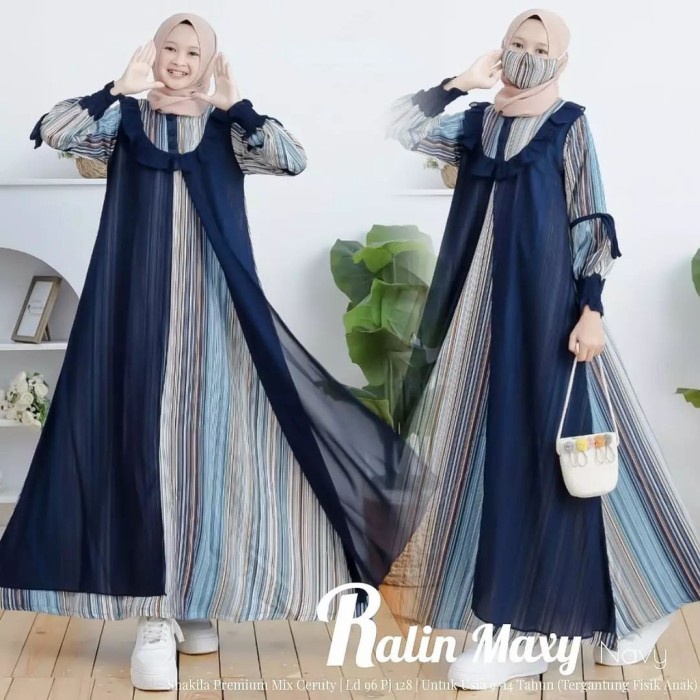 Baju Gamis 2022 Ralin Maxy Gamis Anak Remaja Tanggung Terbaru - navy