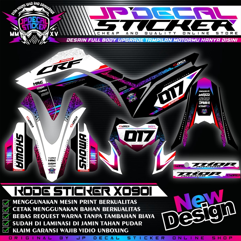 DECAL CRF 150 L SUPER GLOSY FULL BODY MOTIF FLOWER - DECAL HONDA CRF 150 L FULL BODY HALUXCY