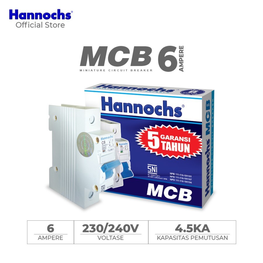 Hannochs - MCB 1Phase 6A, 10A, 16A, 25A, 32A, 40A SNI