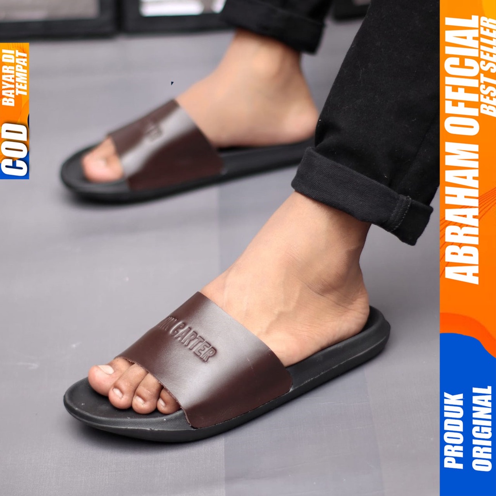 Sandal Slide Pria Casual Sendal Selop Pria Ringan Abraham Kage