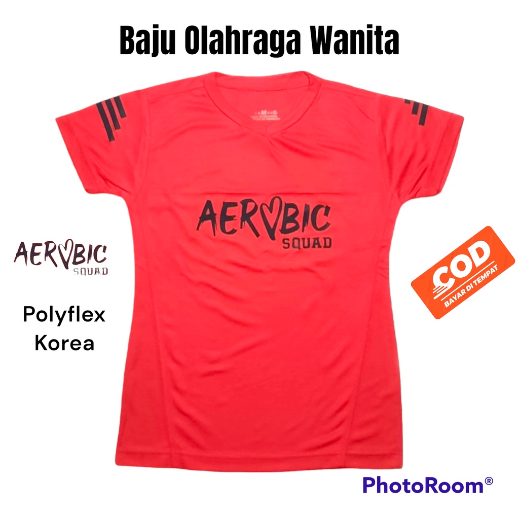Baju olahraga kaos atasan senam fitness gym aerobic voli wanita